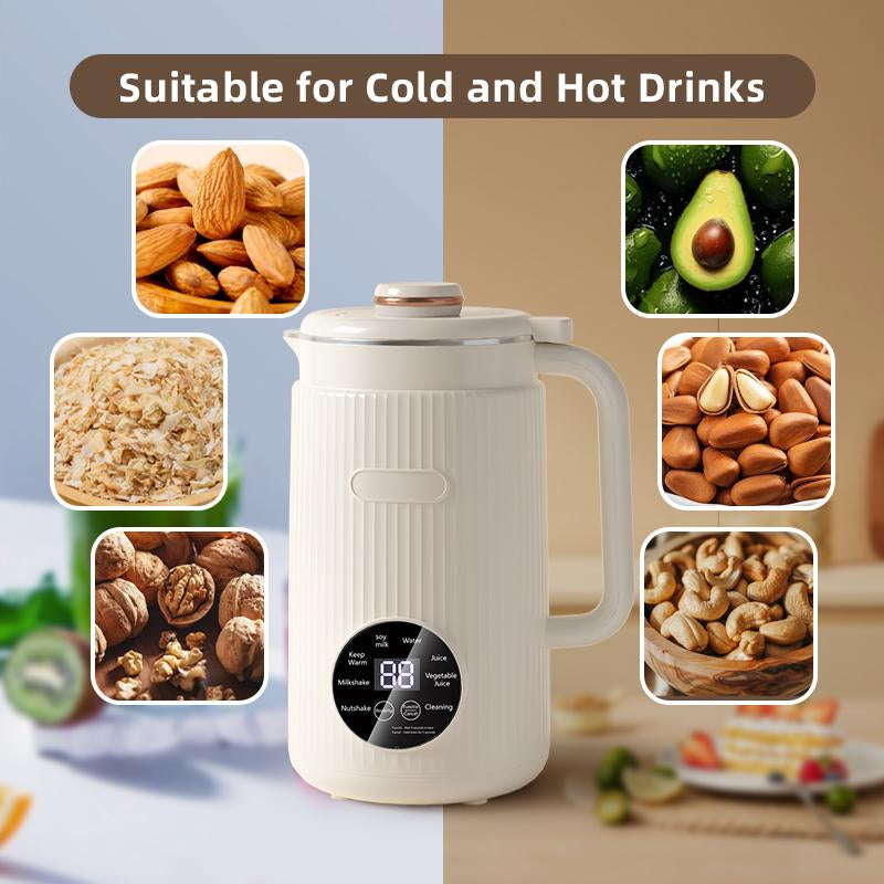 9-In-1 Smart Soy Milk Maker Machine with 40Oz Capacity - No Grind/Filter Needed, Direct Bean-To-Milk, Ultra-Quiet, 12H Timer, Stainless Steel, Auto-Clean & Non-Toxic Design, Mothers' Day Gift Soy Milk Maker Cashew Milk