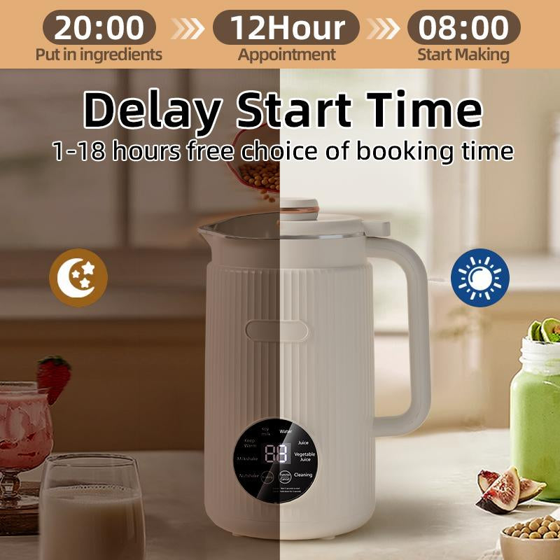 9-In-1 Smart Soy Milk Maker Machine with 40Oz Capacity - No Grind/Filter Needed, Direct Bean-To-Milk, Ultra-Quiet, 12H Timer, Stainless Steel, Auto-Clean & Non-Toxic Design, Mothers' Day Gift Soy Milk Maker Cashew Milk