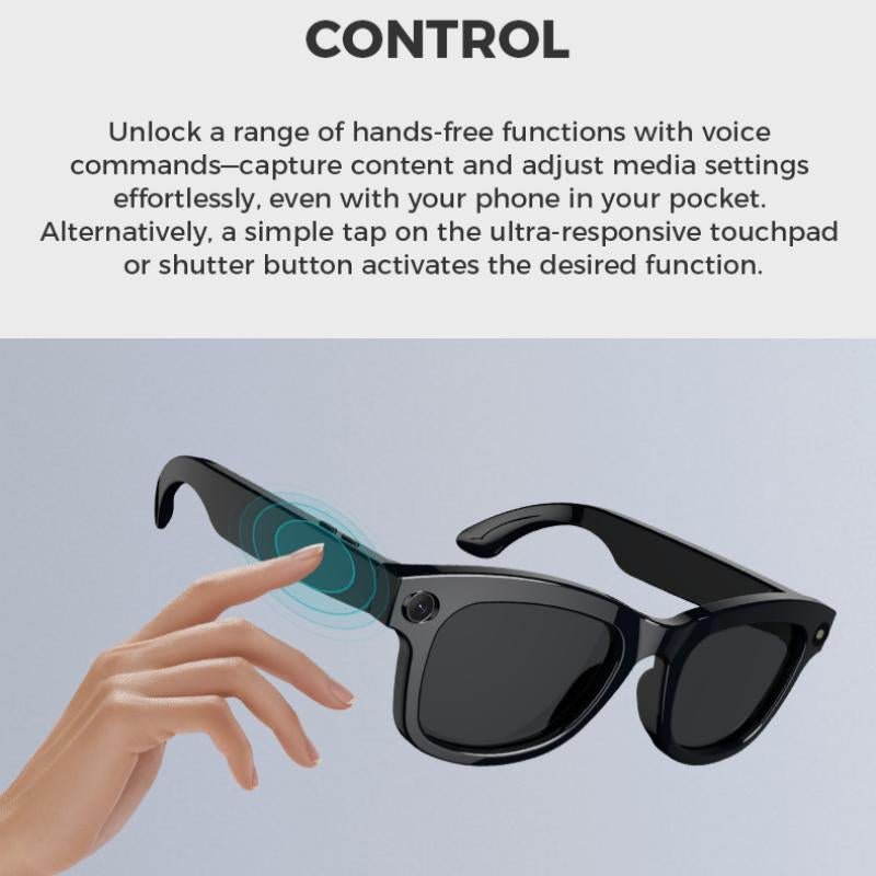 ZIHNIC M01 Intelligent Camera and Video Glasses, Built-In High-Definition Camera, Equipped with Surround Sound Headphones and Speakers,And Have Smart Polarized Lenses That Block Blue Light. They Are Suitable for Daily Activities Such Work and Driving.