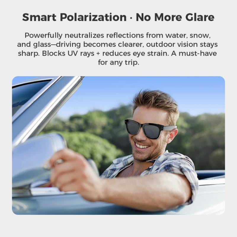 ZIHNIC M01 Intelligent Camera and Video Glasses, Built-In High-Definition Camera, Equipped with Surround Sound Headphones and Speakers,And Have Smart Polarized Lenses That Block Blue Light. They Are Suitable for Daily Activities Such Work and Driving.