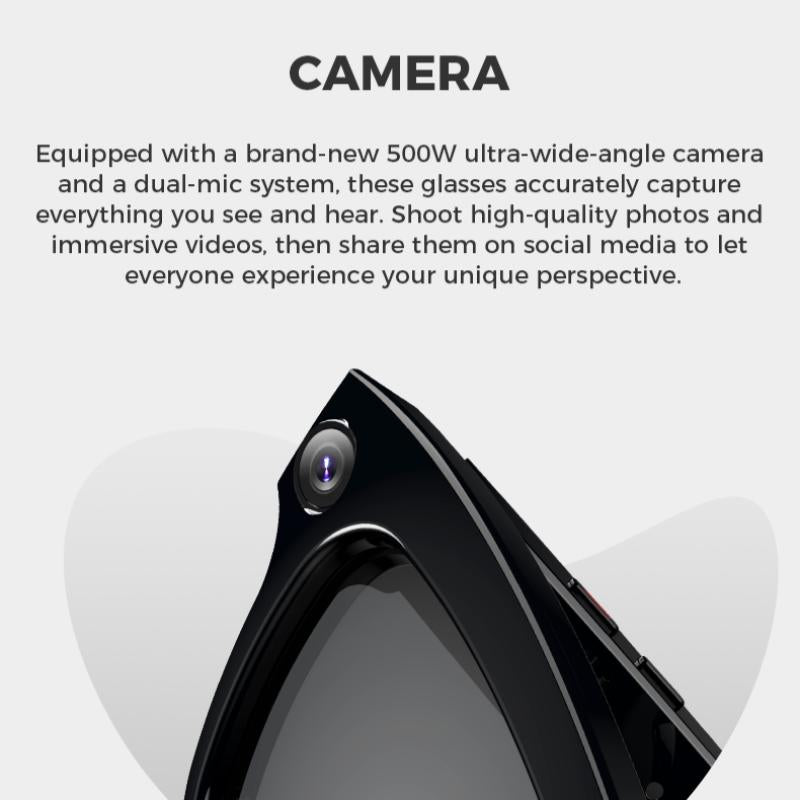 ZIHNIC M01 Intelligent Camera and Video Glasses, Built-In High-Definition Camera, Equipped with Surround Sound Headphones and Speakers,And Have Smart Polarized Lenses That Block Blue Light. They Are Suitable for Daily Activities Such Work and Driving.