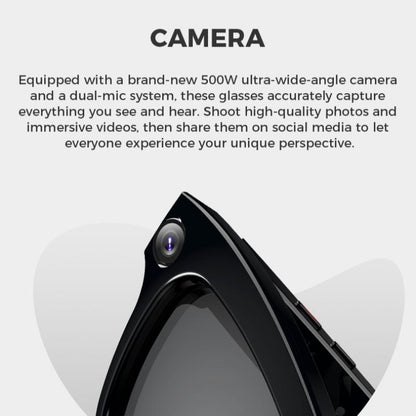 ZIHNIC M01 Intelligent Camera and Video Glasses, Built-In High-Definition Camera, Equipped with Surround Sound Headphones and Speakers,And Have Smart Polarized Lenses That Block Blue Light. They Are Suitable for Daily Activities Such Work and Driving.