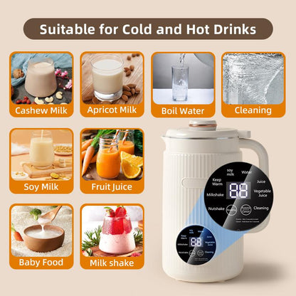 9-In-1 Smart Soy Milk Maker Machine with 40Oz Capacity - No Grind/Filter Needed, Direct Bean-To-Milk, Ultra-Quiet, 12H Timer, Stainless Steel, Auto-Clean & Non-Toxic Design, Mothers' Day Gift Soy Milk Maker Cashew Milk